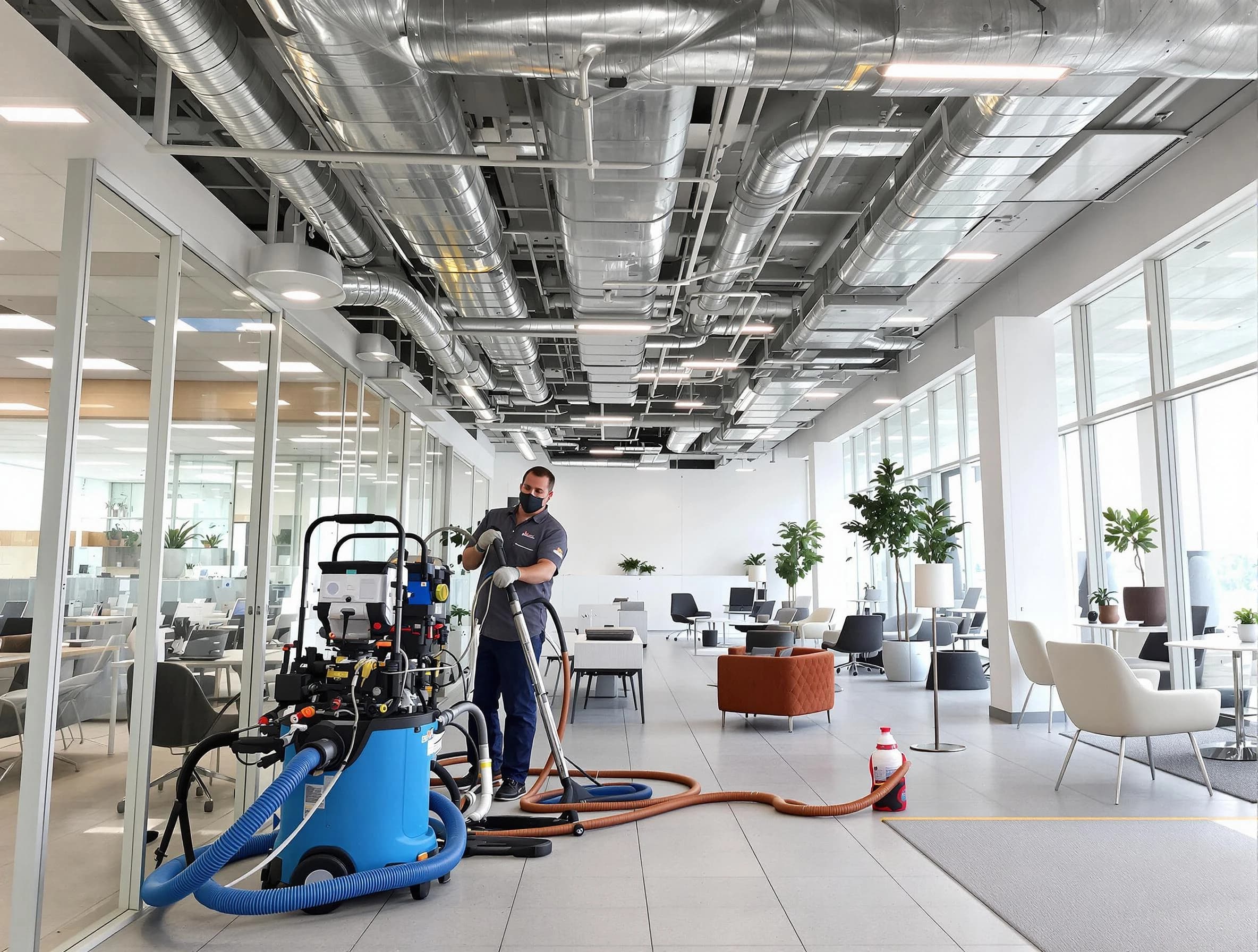 Decatur Air Duct Cleaning team conducting comprehensive commercial duct cleaning at a business location in Decatur