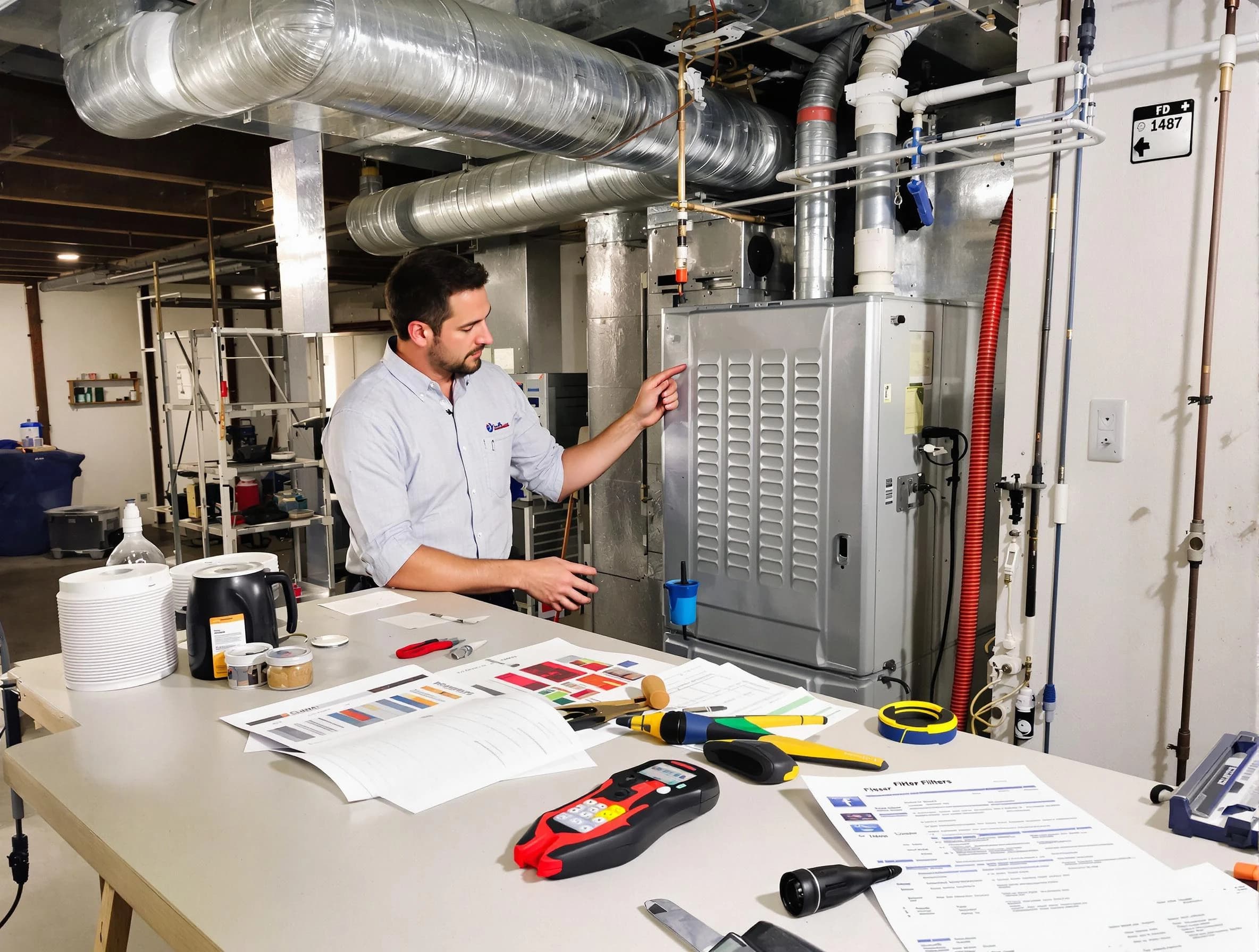 Decatur Air Duct Cleaning inspector conducting detailed filter system evaluation using professional diagnostic tools in Decatur