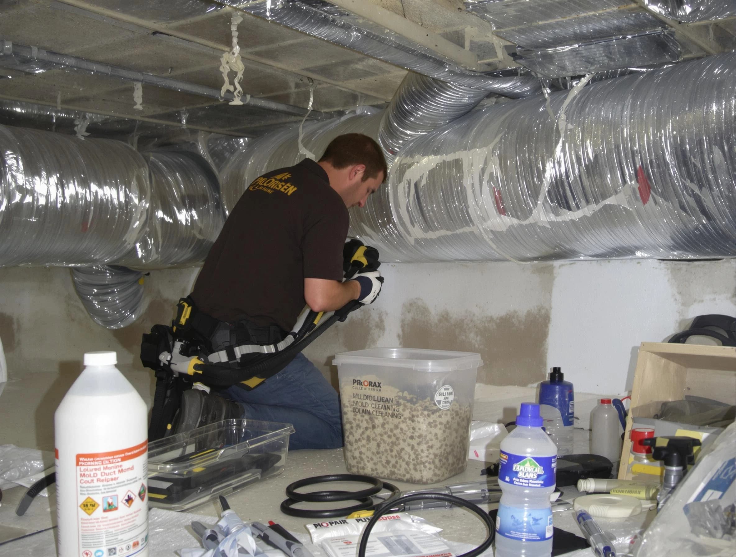 Decatur Air Duct Cleaning specialist performing professional mold removal from air ducts in Decatur