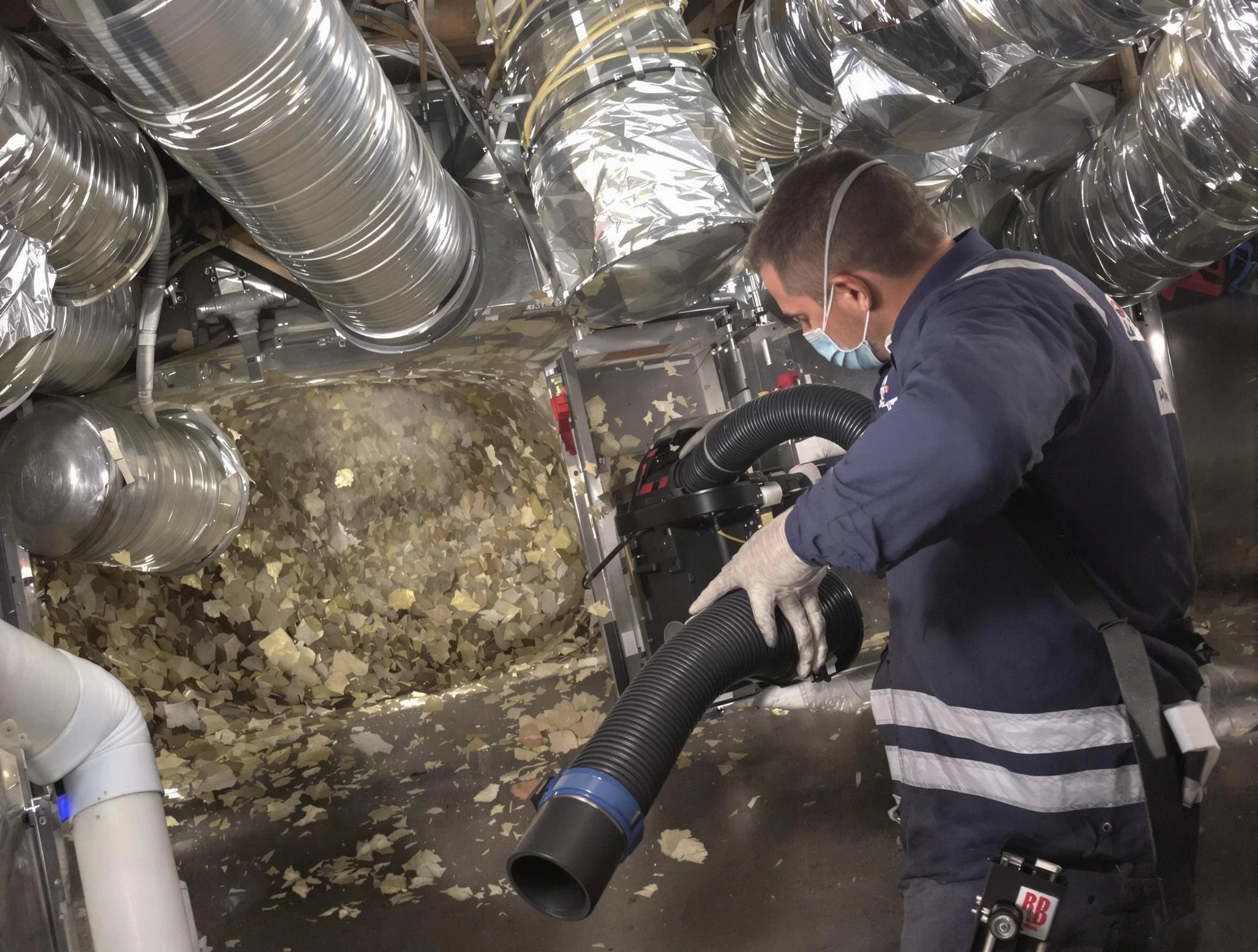 Decatur Air Duct Cleaning specialist operating negative pressure cleaning equipment for thorough duct maintenance in Decatur