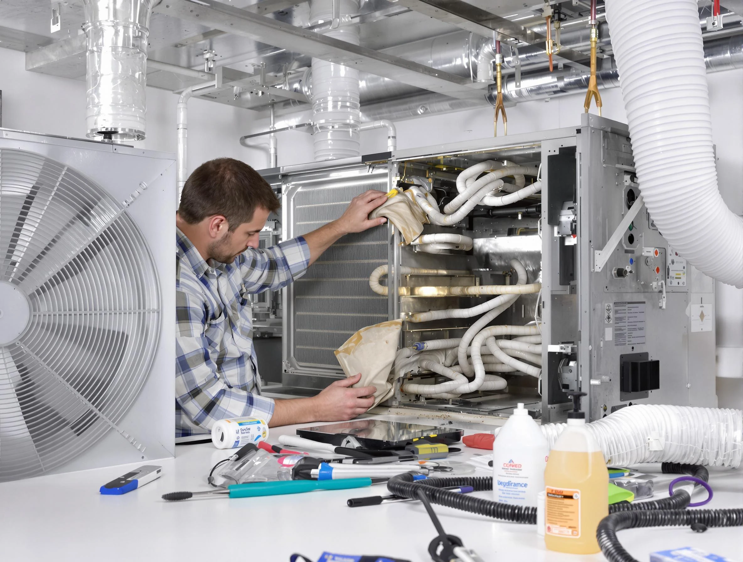 Decatur Air Duct Cleaning specialist performing precision AC coil cleaning in Decatur