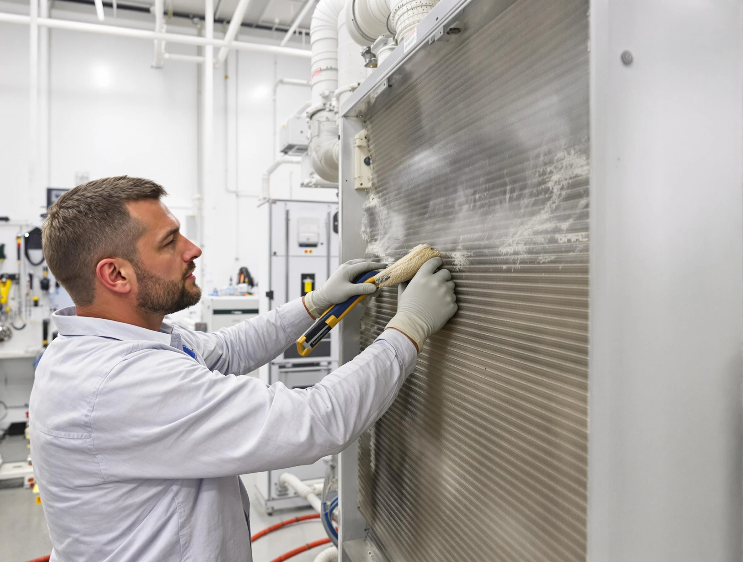Decatur Air Duct Cleaning technician performing precision commercial coil cleaning at a Decatur business